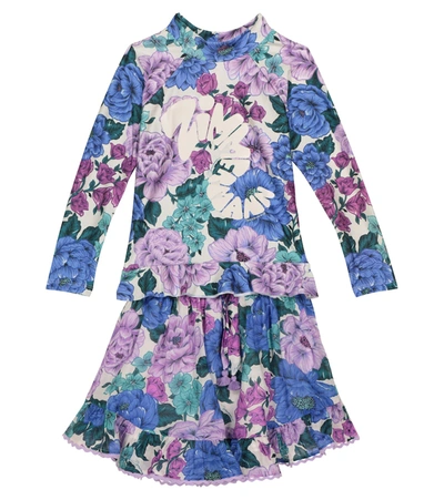 Shop Zimmermann Poppy Floral Cotton Voile Skirt In Purple