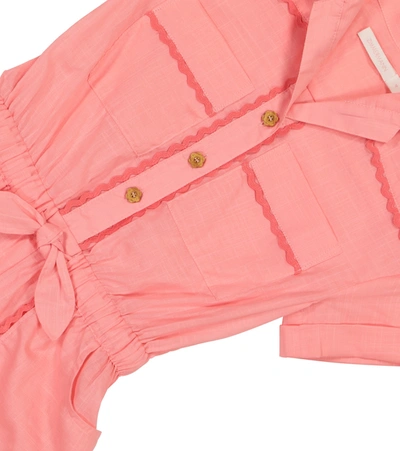 Shop Zimmermann Poppy Cotton Voile Playsuit In Pink