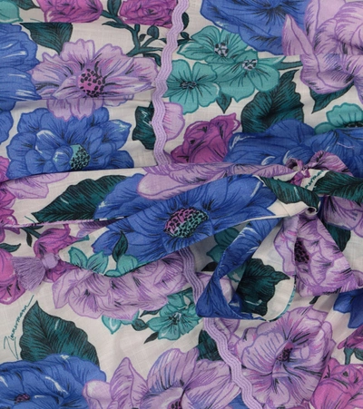 Shop Zimmermann Poppy Floral Cotton Voile Dress In Purple
