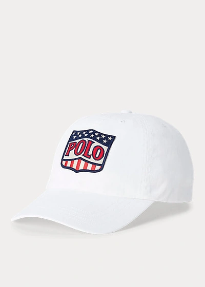 Shop Polo Ralph Lauren Shield Patch Chino Ball Cap In White