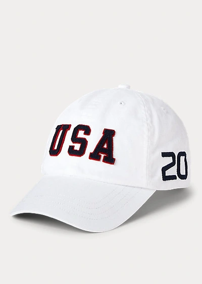 Shop Polo Ralph Lauren Team Usa Chino Ball Cap In White