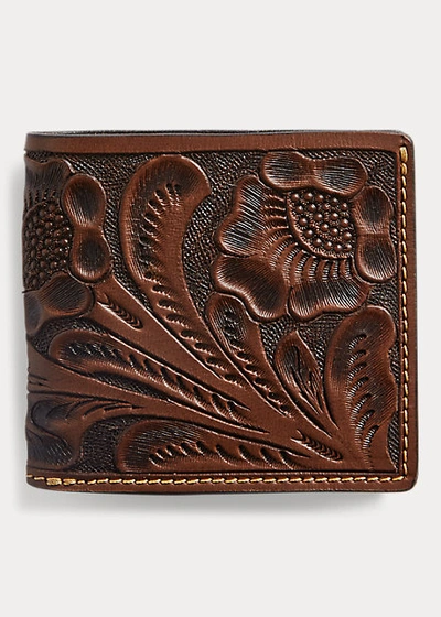 Polo Ralph Lauren Hand-tooled Leather Billfold In Brown