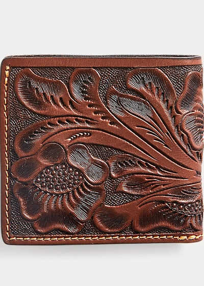 Polo Ralph Lauren Hand-tooled Leather Billfold In Brown