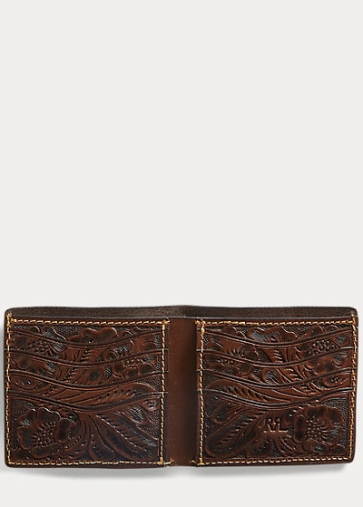 Polo Ralph Lauren Hand-tooled Leather Billfold In Brown