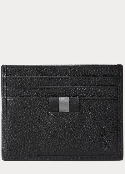 Shop Ralph Lauren Pebbled Leather Card Case In Black