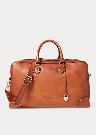 Shop Ralph Lauren Weekender Vachetta Duffel In Vintage Brown