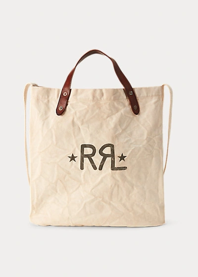 Double Rl Canvas Logo Market Tote In Greige