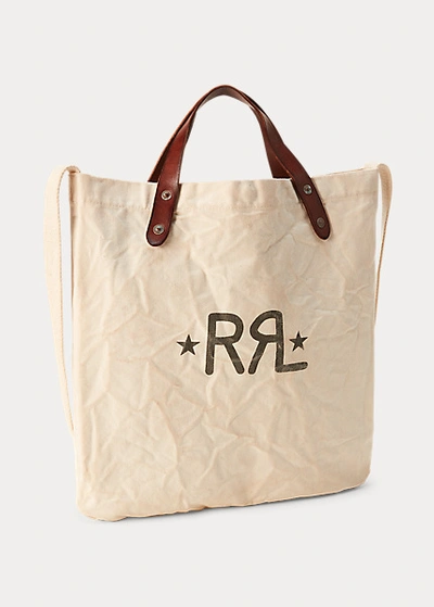 Double Rl Canvas Logo Market Tote In Greige