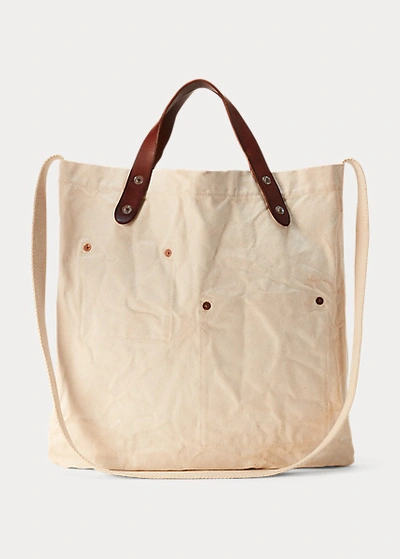 Double Rl Canvas Logo Market Tote In Greige