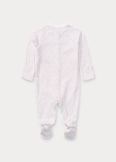 Polo Ralph Lauren Floral Cotton Footed Coverall In White Multi