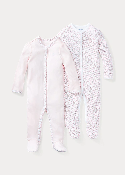 Polo Ralph Lauren Floral Cotton Footed Coverall In White Multi
