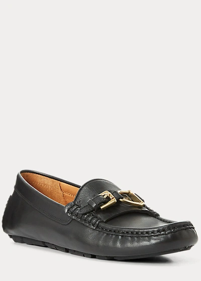 Polo Ralph Lauren Anders Leather Driver In Black