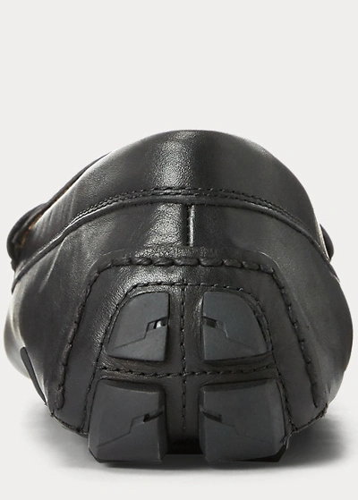 Shop Ralph Lauren Anders Leather Driver In Black