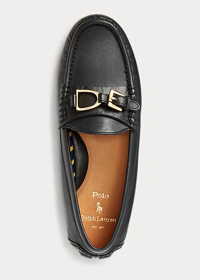 Shop Ralph Lauren Anders Leather Driver In Black