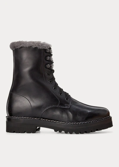 Shop Ralph Lauren Jenkins Shearling-lined Boot In Black