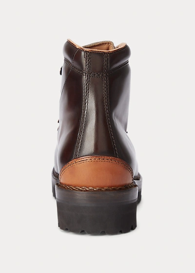 Shop Ralph Lauren Fidel Burnished Calfskin Boot In Dark Brown