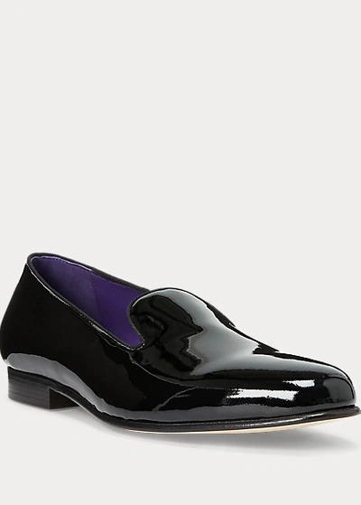 Shop Ralph Lauren Alonzo Patent Leather Slipper In Black