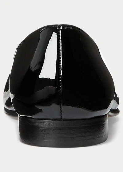 Shop Ralph Lauren Alonzo Patent Leather Slipper In Black