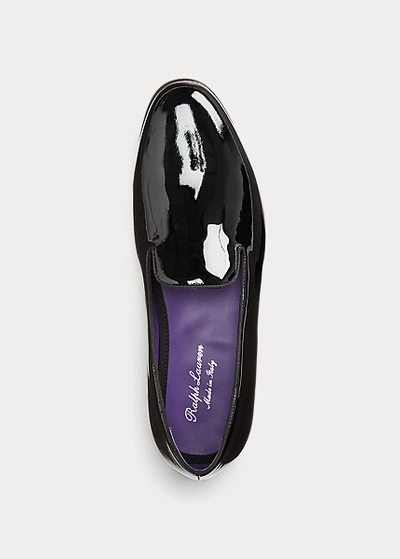 Shop Ralph Lauren Alonzo Patent Leather Slipper In Black