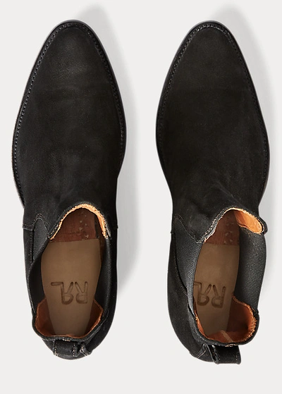 Double Rl Plainview Suede Chelsea Boot In Black