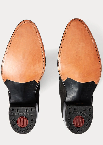 Double Rl Plainview Suede Chelsea Boot In Black