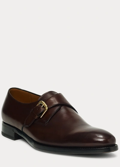 Shop Ralph Lauren Darnell Calf Monk-strap Shoe In Dark Brown