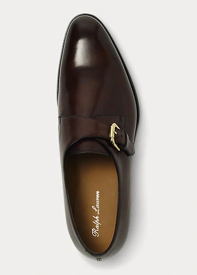 Shop Ralph Lauren Darnell Calf Monk-strap Shoe In Dark Brown