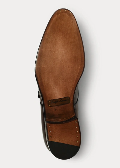 Shop Ralph Lauren Darnell Calf Monk-strap Shoe In Dark Brown