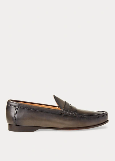 Shop Ralph Lauren Chalmers Calfskin Penny Loafer In Driver Olive