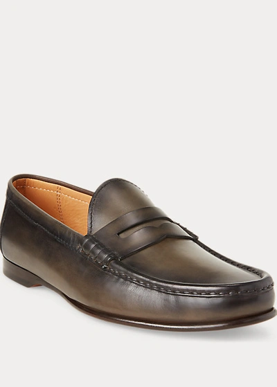 Shop Ralph Lauren Chalmers Calfskin Penny Loafer In Driver Olive