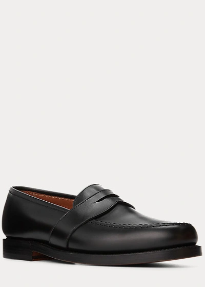 Shop Ralph Lauren Braygan Calfskin Penny Loafer In Black