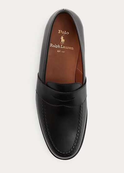 Shop Ralph Lauren Braygan Calfskin Penny Loafer In Black