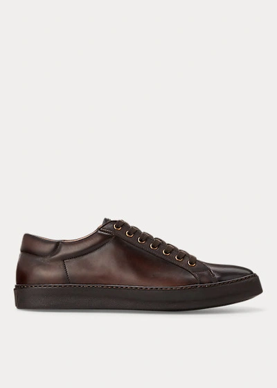 Shop Ralph Lauren Severn Calfskin Sneaker In Dark Brown