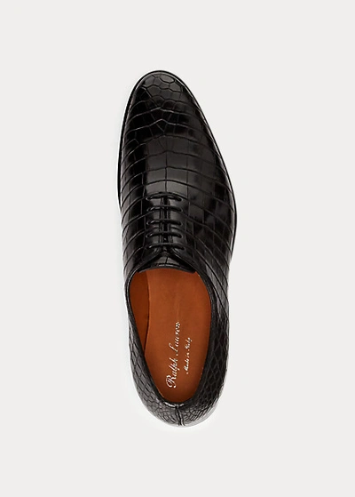 Polo Ralph Lauren Darby Crocodile Shoe In Black