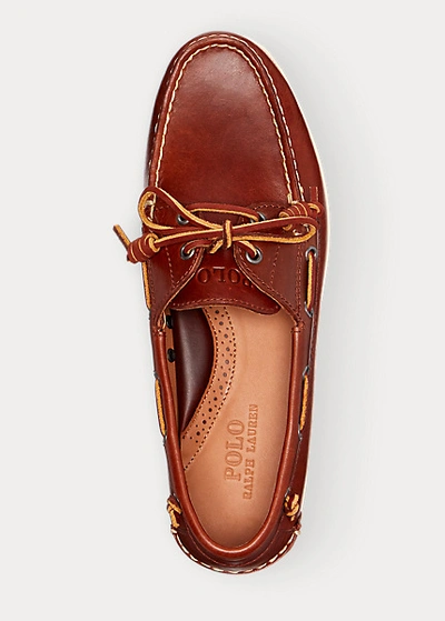 Polo Ralph Lauren Merton Leather Boat Shoe In Deep Saddle Tan