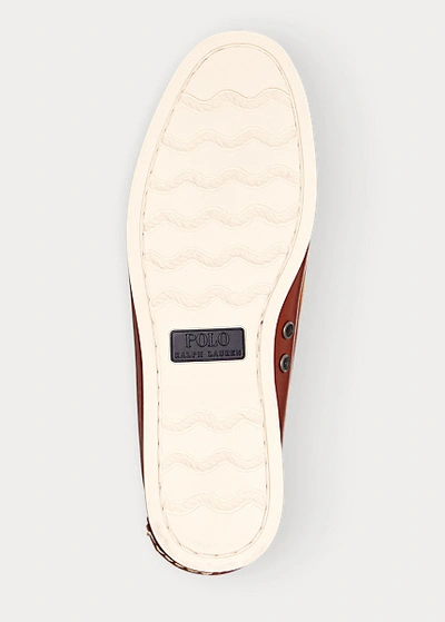 Polo Ralph Lauren Merton Leather Boat Shoe In Deep Saddle Tan