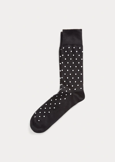 Shop Ralph Lauren Polka-dot Dress Socks In Black