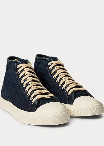 Double Rl Mayport Indigo Canvas Sneaker In Indigo