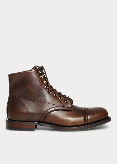 Double Rl Livingstone Leather Boot In Tan