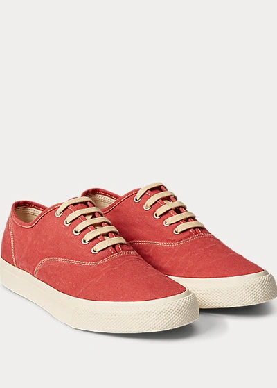 Shop Double Rl New Norfolk Canvas Sneaker In Faded Red