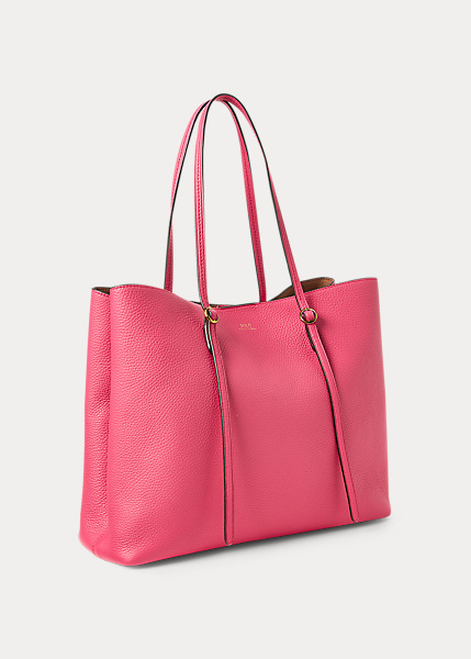 Ralph Lauren Pebbled Leather Lennox Tote In Peony | ModeSens