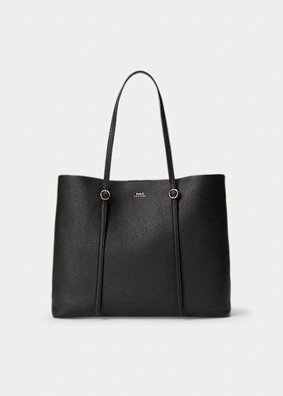 Shop Ralph Lauren Pebbled Leather Lennox Tote In Saddle