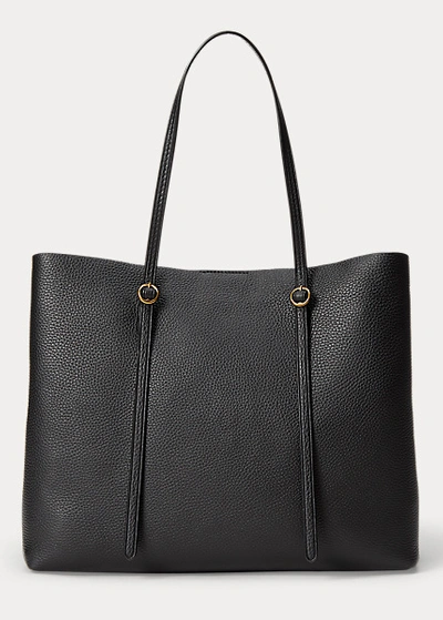 Shop Ralph Lauren Pebbled Leather Lennox Tote In Saddle