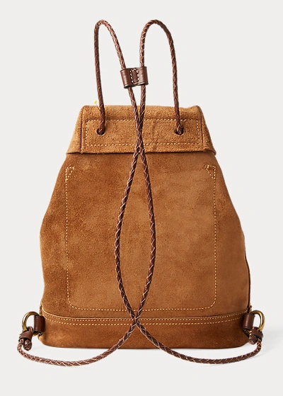 Shop Ralph Lauren Roughout Leather Backpack In Light Java 002