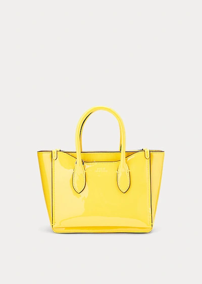 Shop Ralph Lauren Patent Mini Sloane Satchel In Yellow