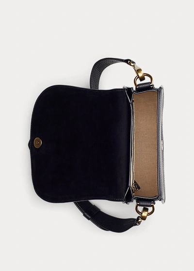 Shop Ralph Lauren Pebbled Leather Lennox Bag In Black