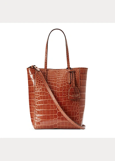 Shop Ralph Lauren Alligator Mini Modern Tote In Maple