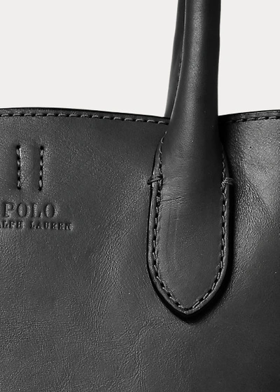 Shop Ralph Lauren Leather Mini Bellport Tote In Black