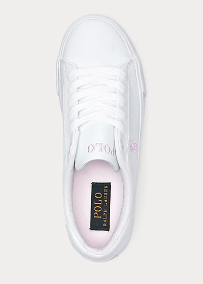 Shop Polo Ralph Lauren Easten Ii Low-top Sneaker In White Tumbled
