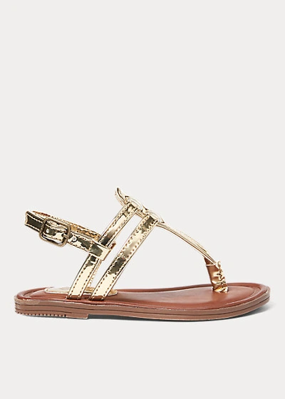 Shop Polo Ralph Lauren Tierney Metallic Sandal In Gold Metallic